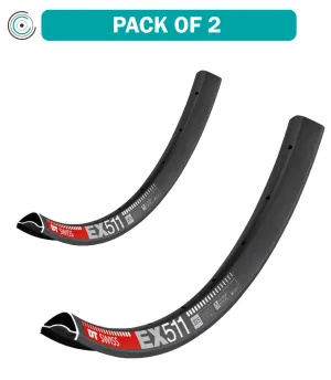 2 Pack DT Swiss EX 511 29" Tubeless Disc Rim 28h Black Includes Nipples Washers