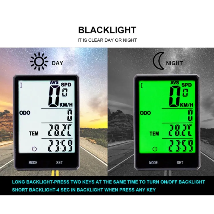 2.8 inch English Wireless Waterproof Cycle Computer LCD Odometer Speedometer with Extension Holder