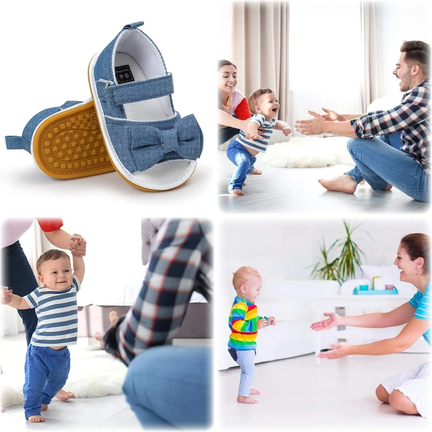 Baby Boys Girls Sandals Rubber Sole Outdoor First Walker Toddler Girls Boys Summer Shoes