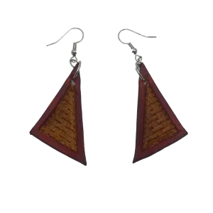 Basket Weave Triangle Leather Earrings