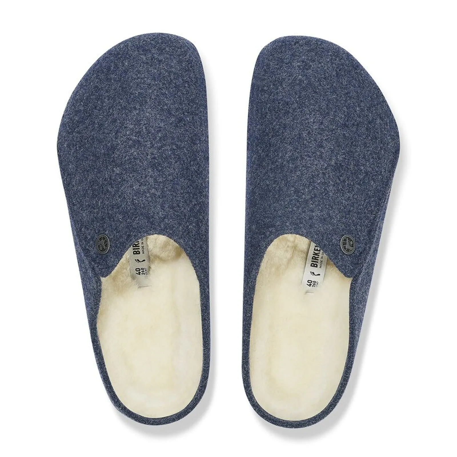 Birkenstock Zermatt Slipper (Men) - Dark Blue Wool/Natural Shearling