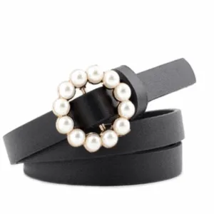 Chic round buckle pearl belt!