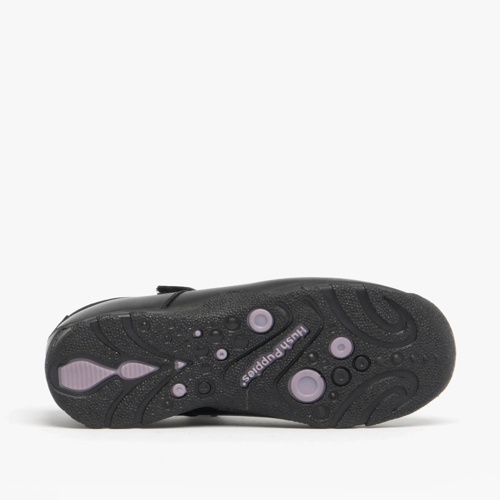 CLARE Girls Leather Touch Fasten Shoes Black
