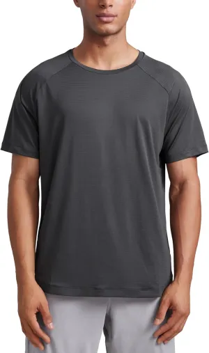 CRZ YOGA Mens Lightweight Athletic T-Shirts Moisture Wicking Running Workout Shirt Short Sleeve Gym Tops