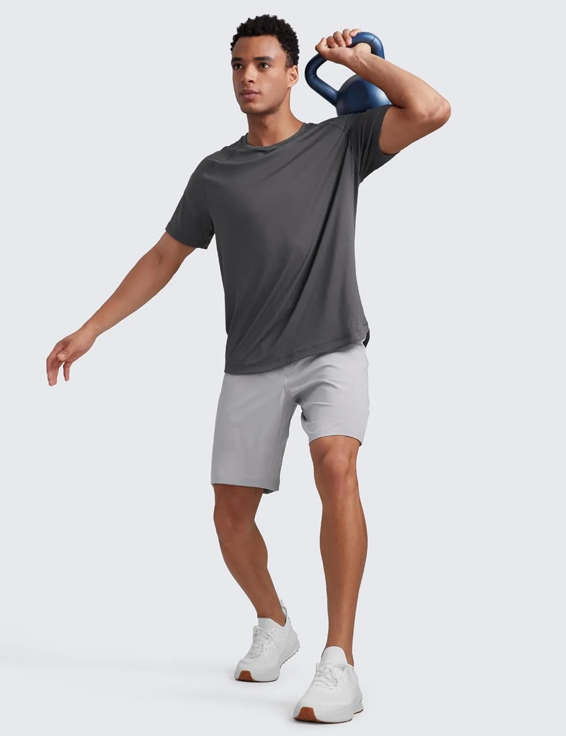 CRZ YOGA Mens Lightweight Athletic T-Shirts Moisture Wicking Running Workout Shirt Short Sleeve Gym Tops