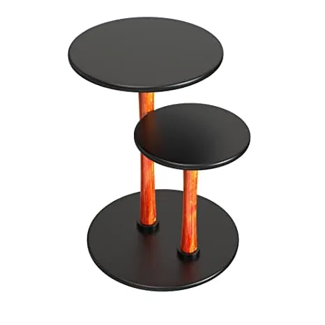 Dime Arts Shoppee Modern Double Top Round Coffee Table/Side Table/CenterTable/Beside Table. (Black) (Black)
