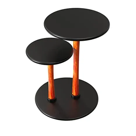 Dime Arts Shoppee Modern Double Top Round Coffee Table/Side Table/CenterTable/Beside Table. (Black) (Black)
