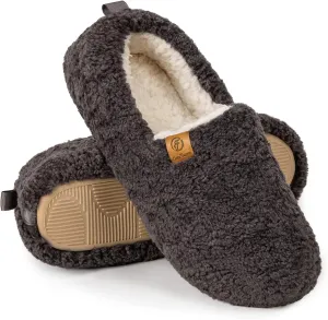 EverFoams Womens Soft Curly Full Slippers Memory Foam Lightweight House Shoes Cozy Loafer with Polar Fleece Lining