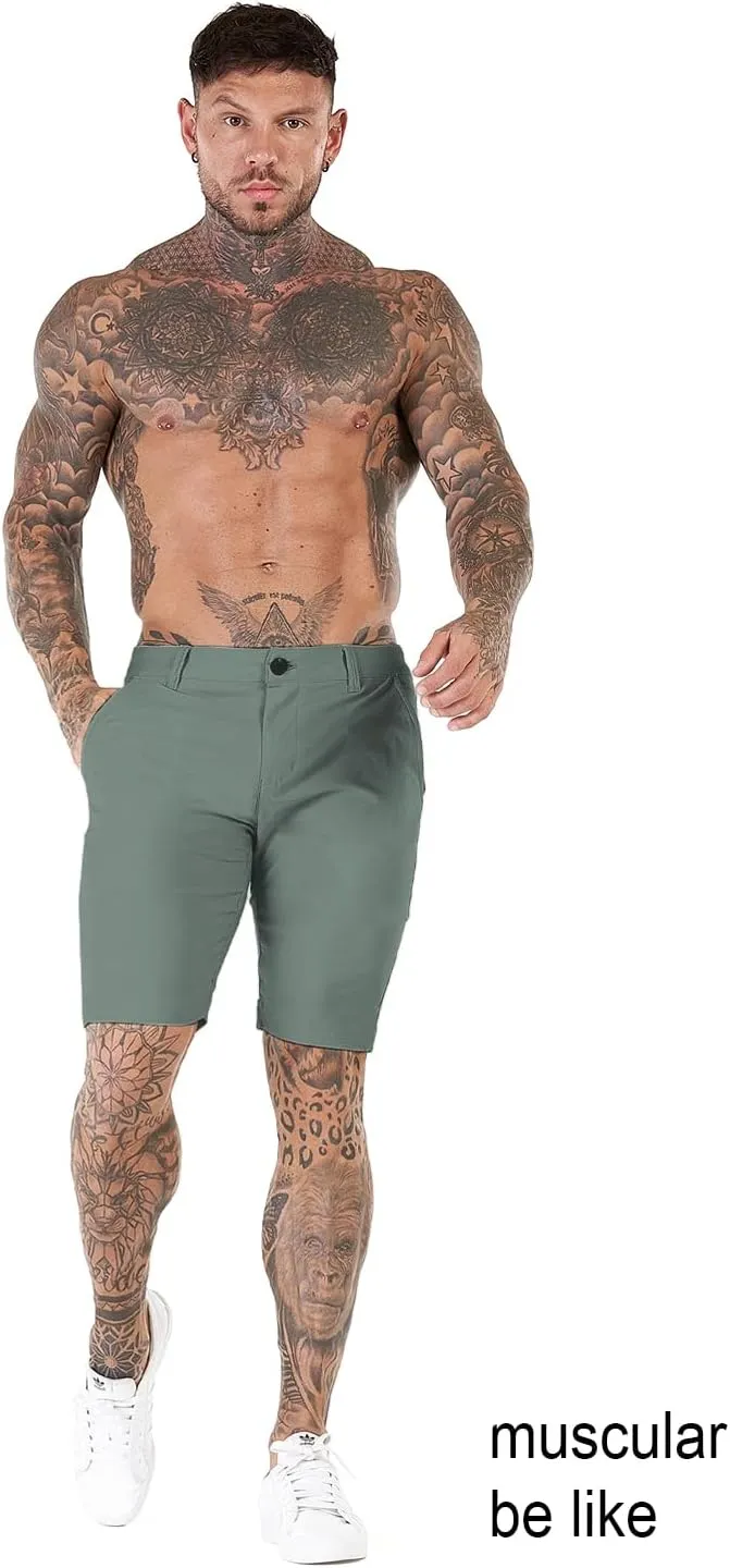 GINGTTO Mens Slim Fit Shorts 9" Inseam Stretch Chino Shorts