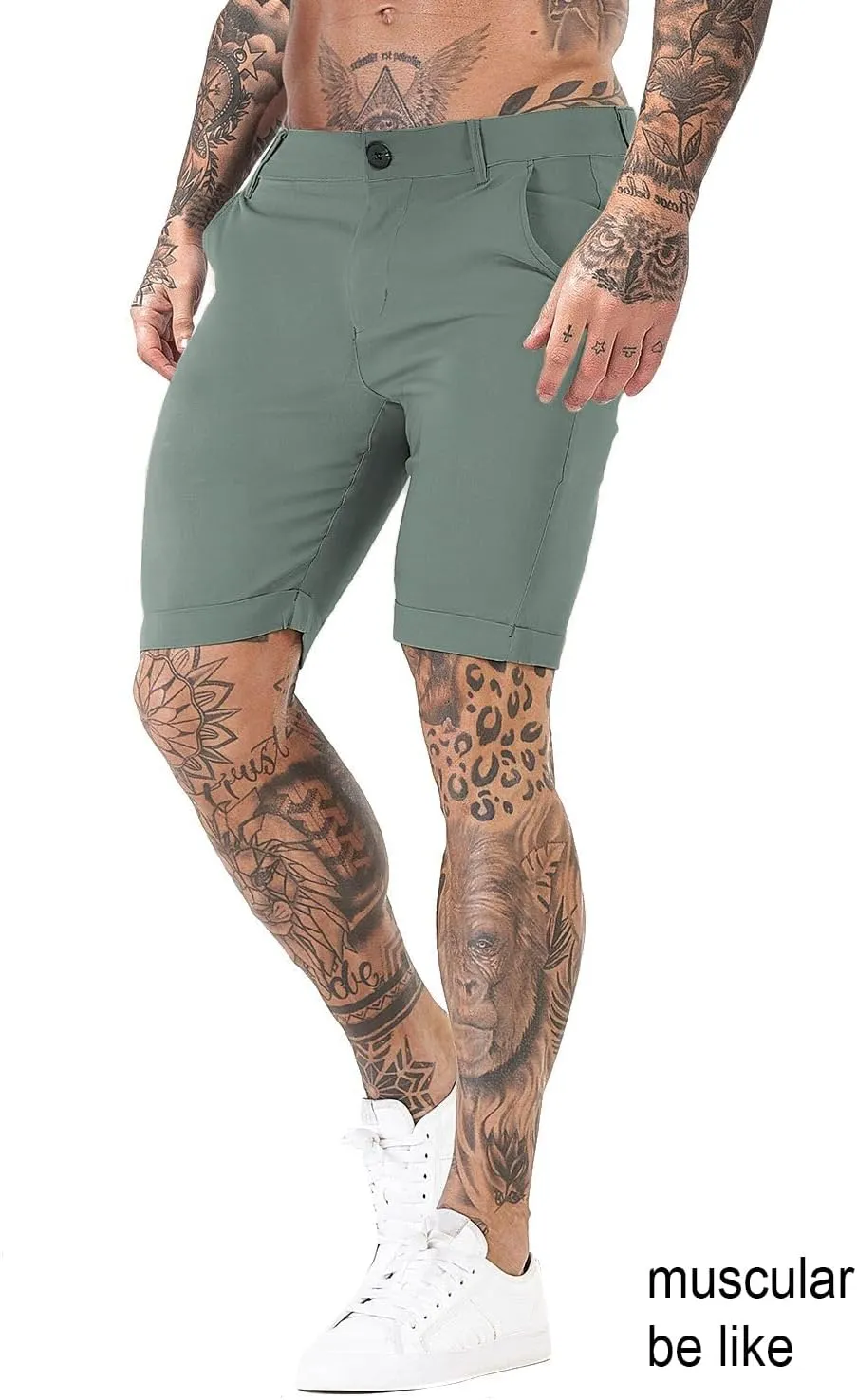 GINGTTO Mens Slim Fit Shorts 9" Inseam Stretch Chino Shorts