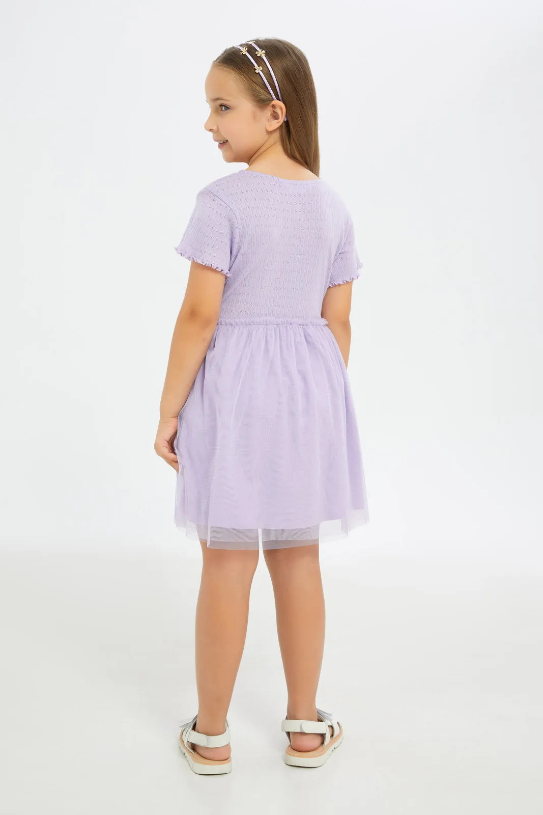 Girls Lilac Short Sleeved Dress