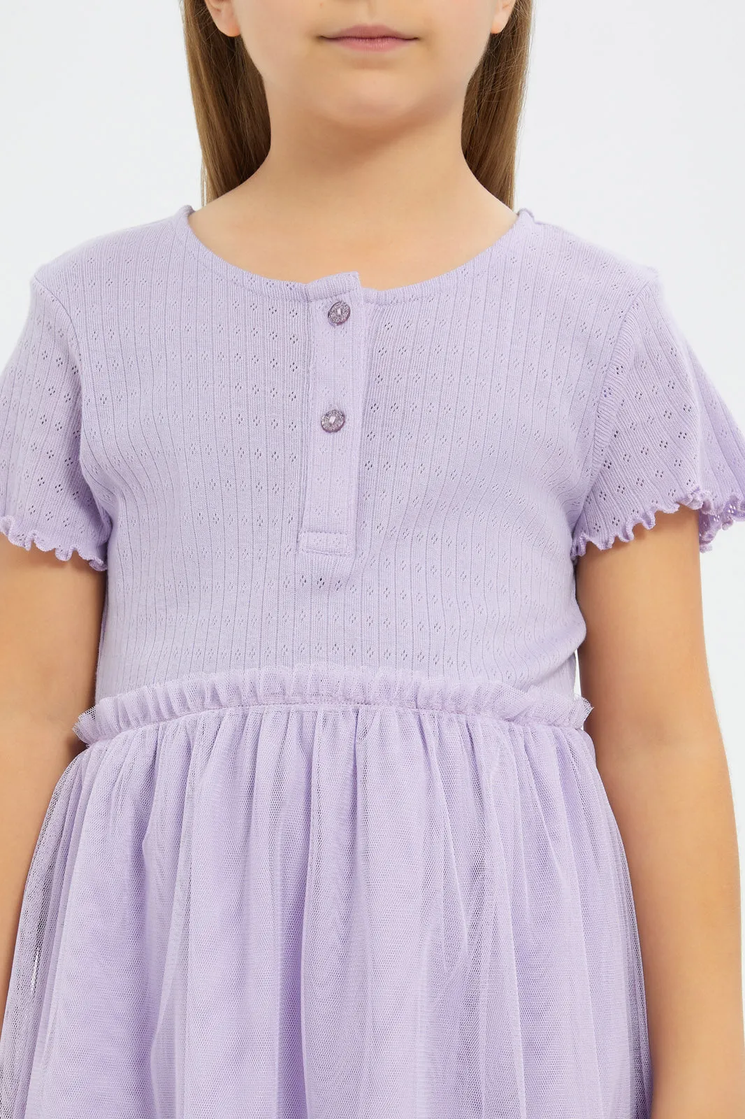 Girls Lilac Short Sleeved Dress