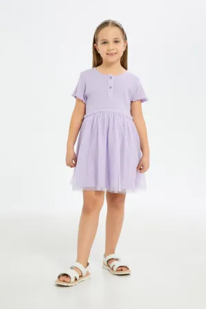 Girls Lilac Short Sleeved Dress