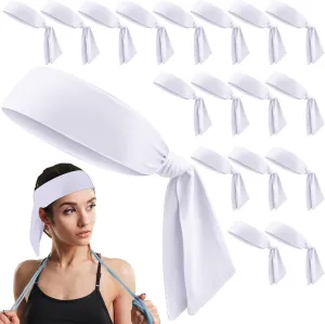 Hiboom 18 Pack Tie Headband Bulk Sports Tennis Headband for Men Women Ninja Karate Head Tie Athletic Sweatbands Elastic Hair Bands for Basketball, Football, Soccer, Running, Yoga