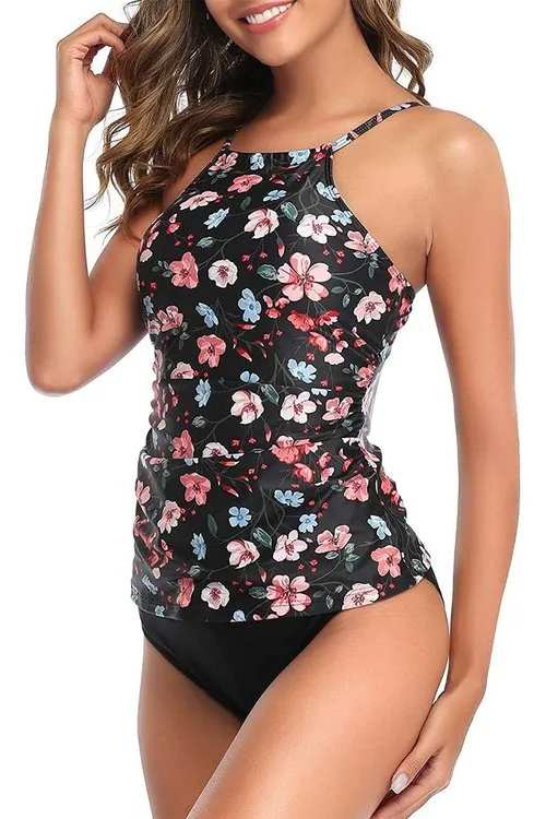 High Necked Stylish Tankini Swimsuit