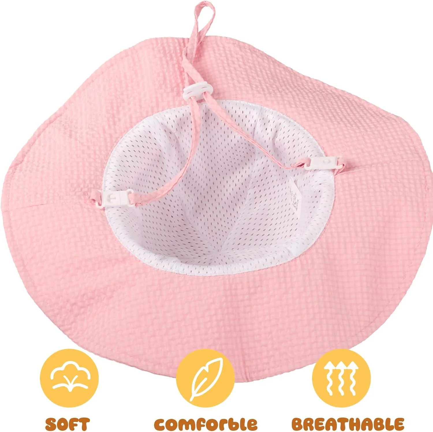 HONGTEYA Baby Sun Hat Toddler Girl Beach Hat Adjustable Outdoor Summer Hat UPF 50  Sun Protection Wide Brim Infant Kids