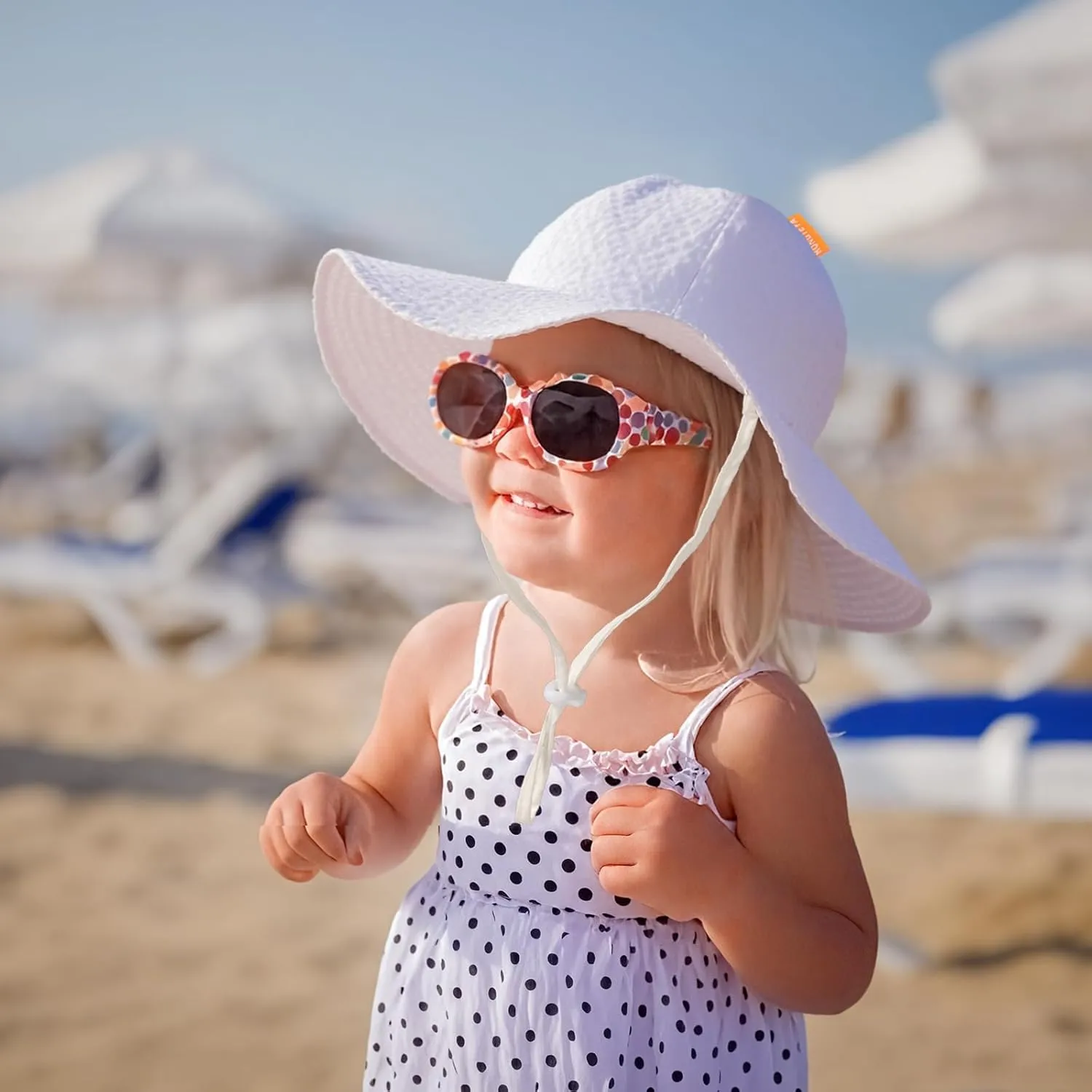 HONGTEYA Baby Sun Hat Toddler Girl Beach Hat Adjustable Outdoor Summer Hat UPF 50  Sun Protection Wide Brim Infant Kids