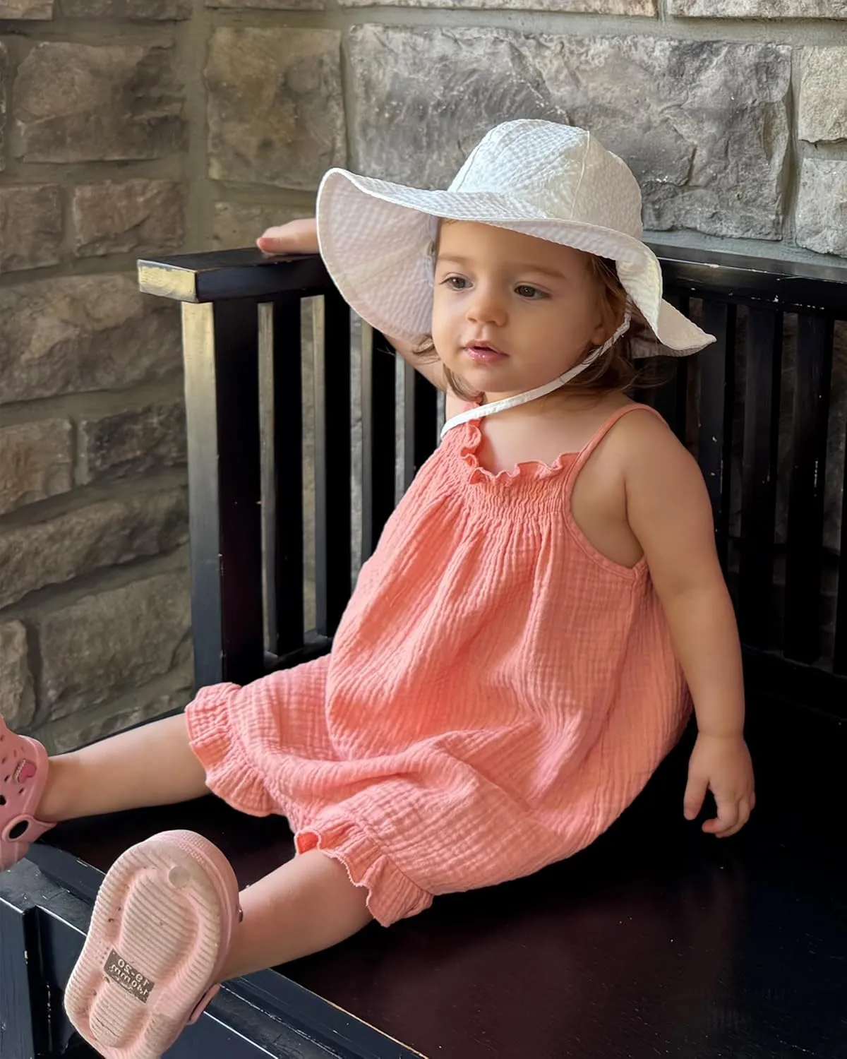 HONGTEYA Baby Sun Hat Toddler Girl Beach Hat Adjustable Outdoor Summer Hat UPF 50  Sun Protection Wide Brim Infant Kids