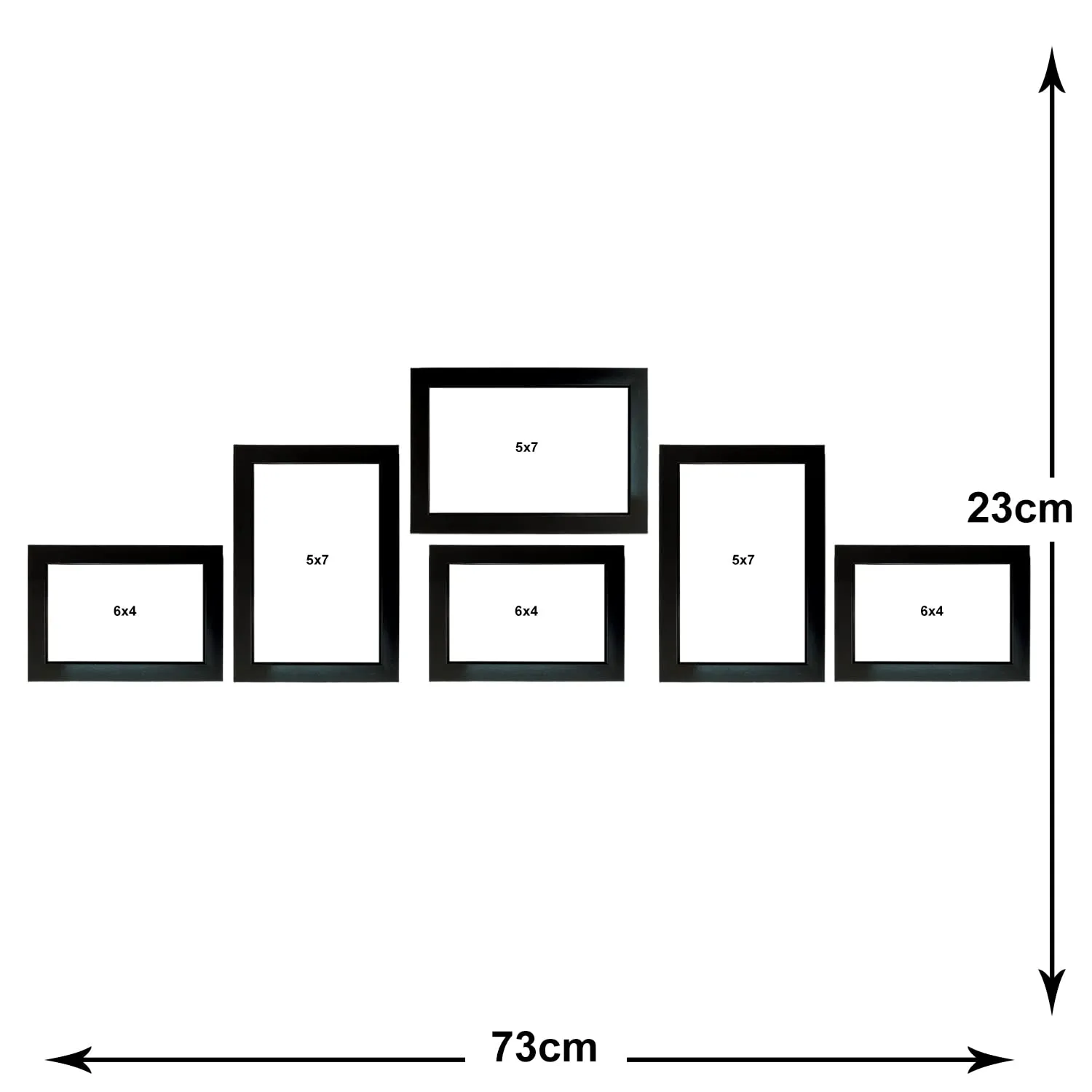 Kuber Industries 6 Piece Indivisual Photo Frames Set For Home & Office Decoration (Black) Size: 4x6-3 Pc., 5x7-3 Pc, wood, tabletop mounting
