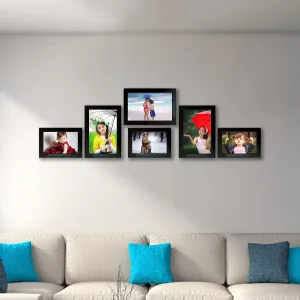 Kuber Industries 6 Piece Indivisual Photo Frames Set For Home & Office Decoration (Black) Size: 4x6-3 Pc., 5x7-3 Pc, wood, tabletop mounting