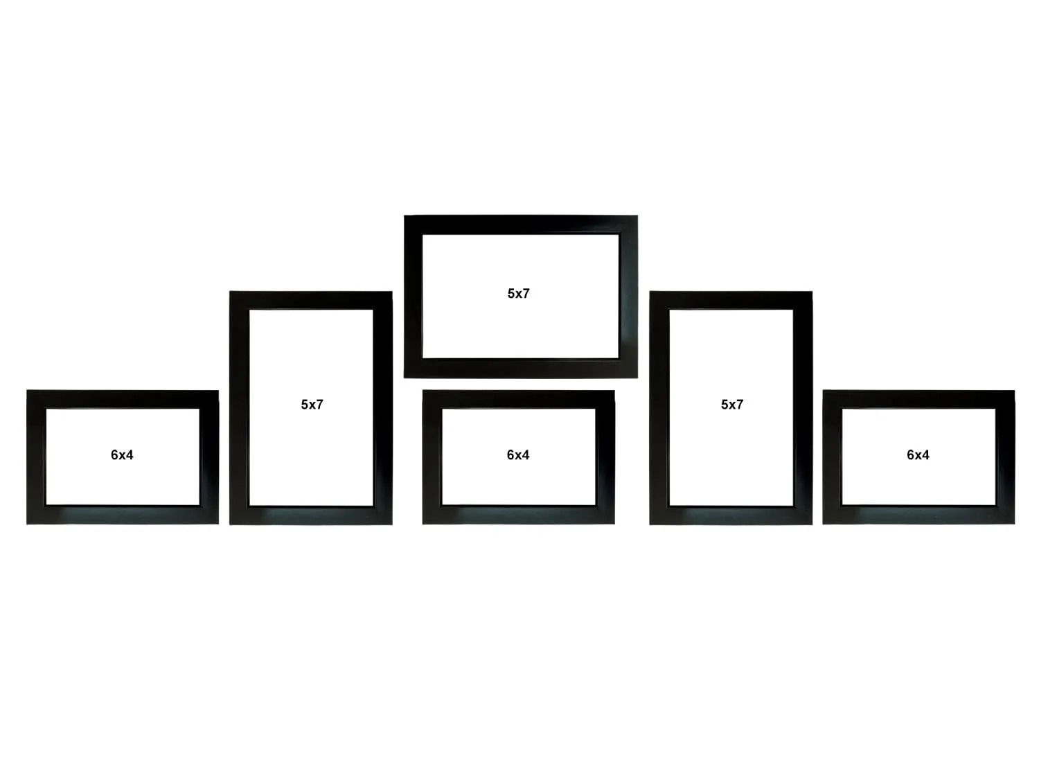 Kuber Industries 6 Piece Indivisual Photo Frames Set For Home & Office Decoration (Black) Size: 4x6-3 Pc., 5x7-3 Pc, wood, tabletop mounting