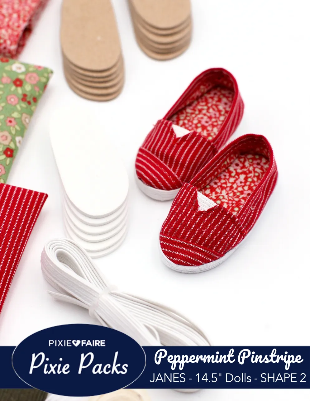 Pixie Packs Peppermint Pinstripe Janes Shoe SHAPE 2