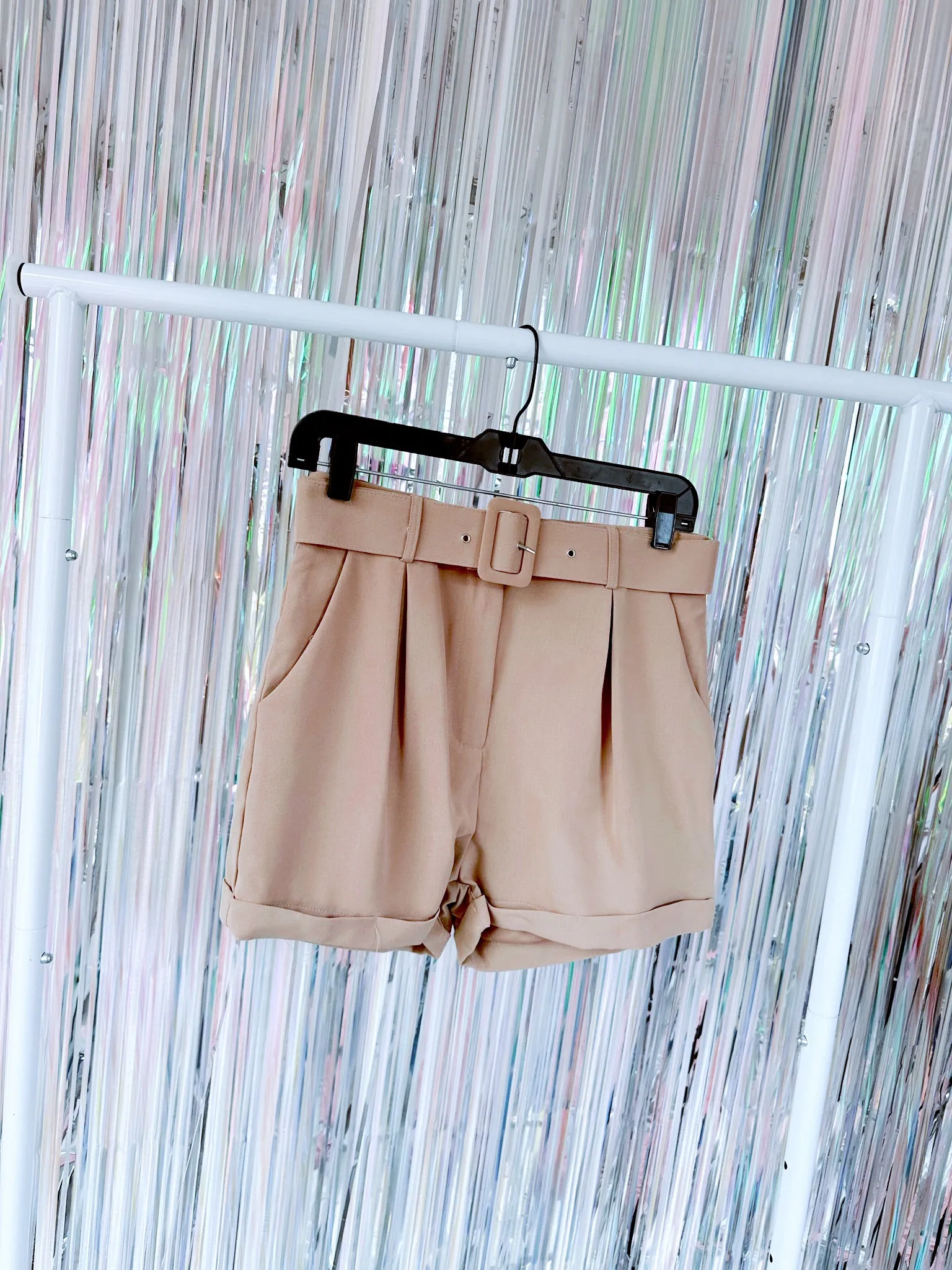 Ritzy Belted Dress Shorts - Khaki
