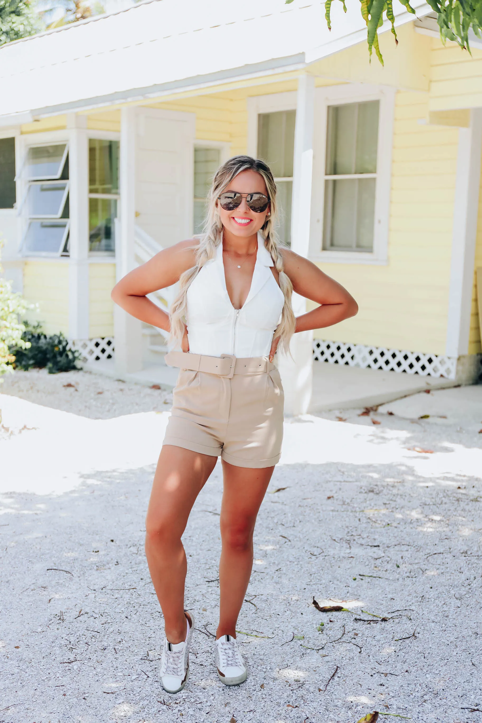 Ritzy Belted Dress Shorts - Khaki