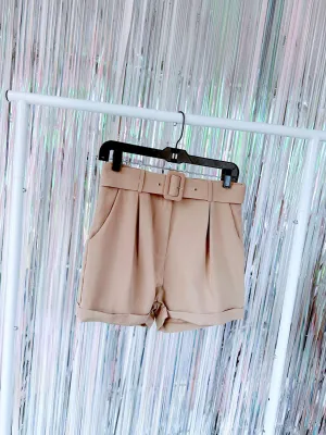 Ritzy Belted Dress Shorts - Khaki