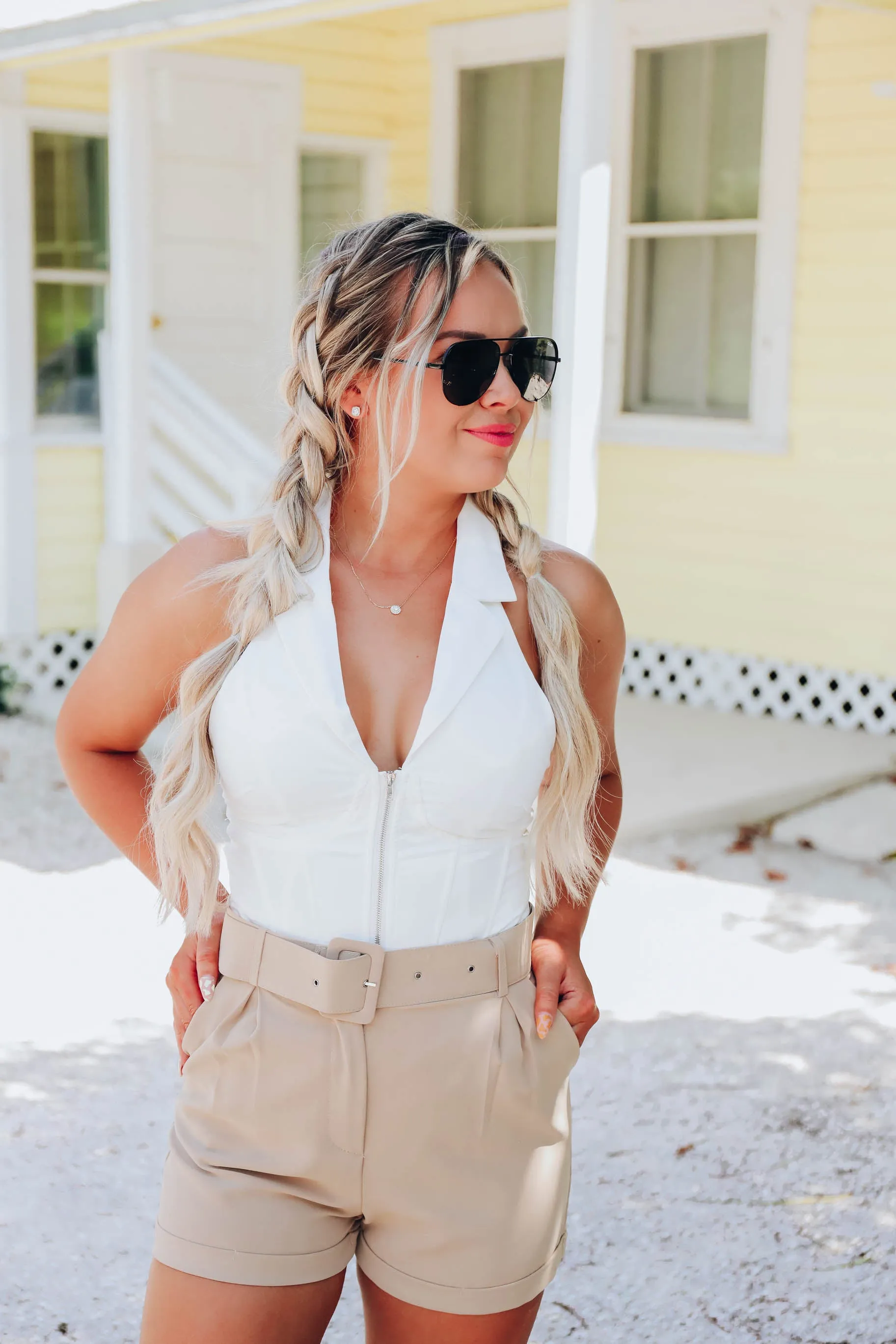 Ritzy Belted Dress Shorts - Khaki