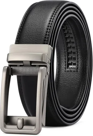 SENDEFN Men's Leather Dress Casual Belt 1 3/8" Automatic Adjustable Click Buckle Belts with Gift Box