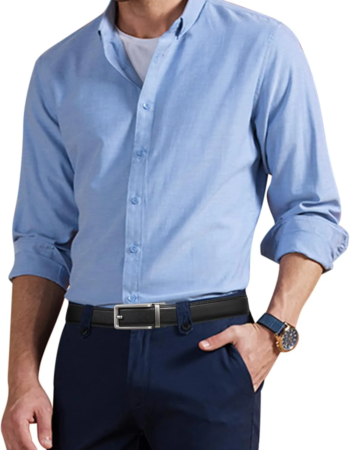 SENDEFN Men's Leather Dress Casual Belt 1 3/8" Automatic Adjustable Click Buckle Belts with Gift Box
