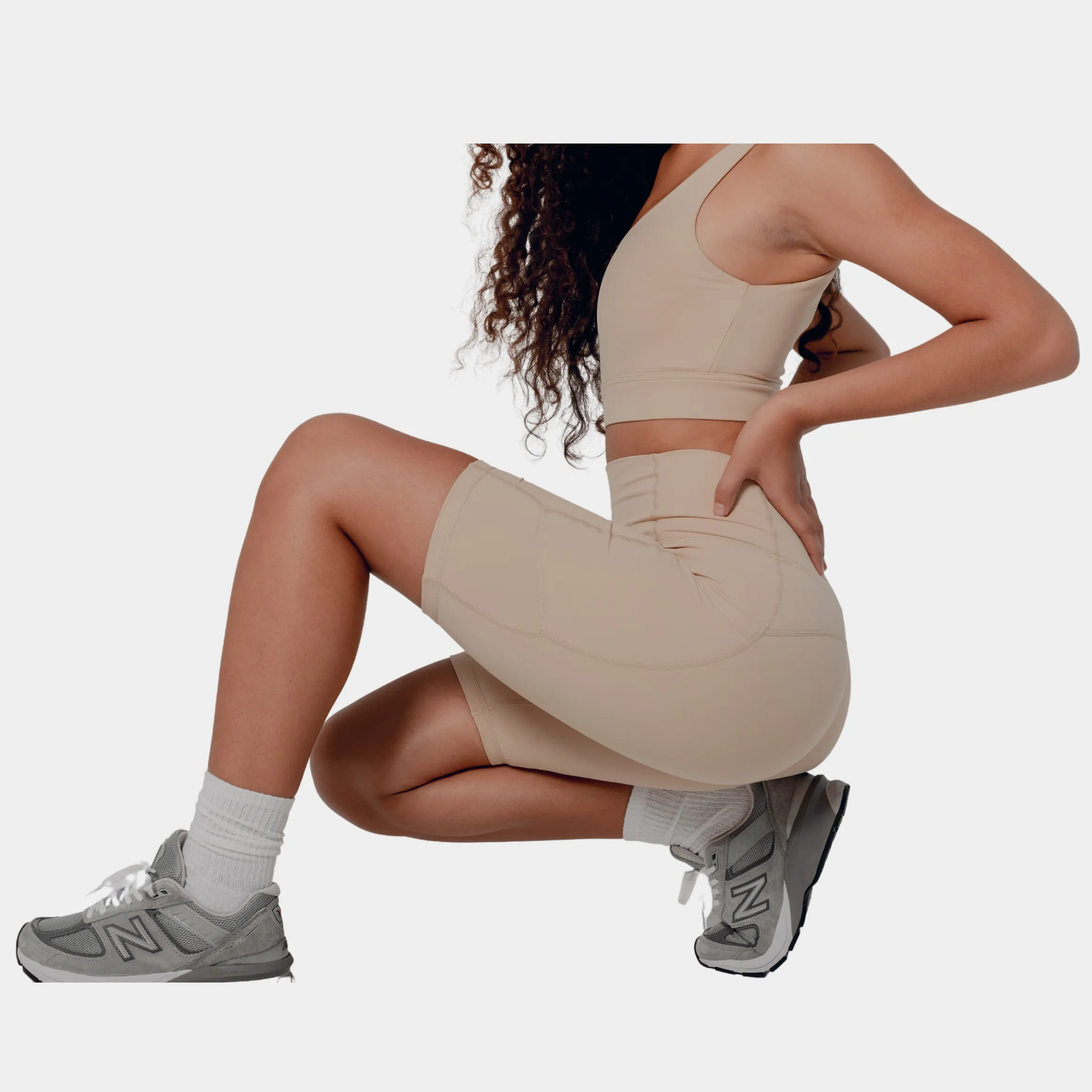 Shayla Biker Shorts Womens Shorts (Beige)