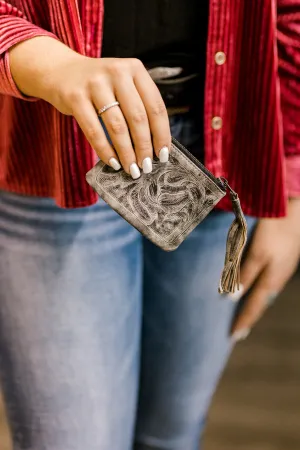 Sheridan Tooled Leather Coin Pouch with Tassel [Slate]