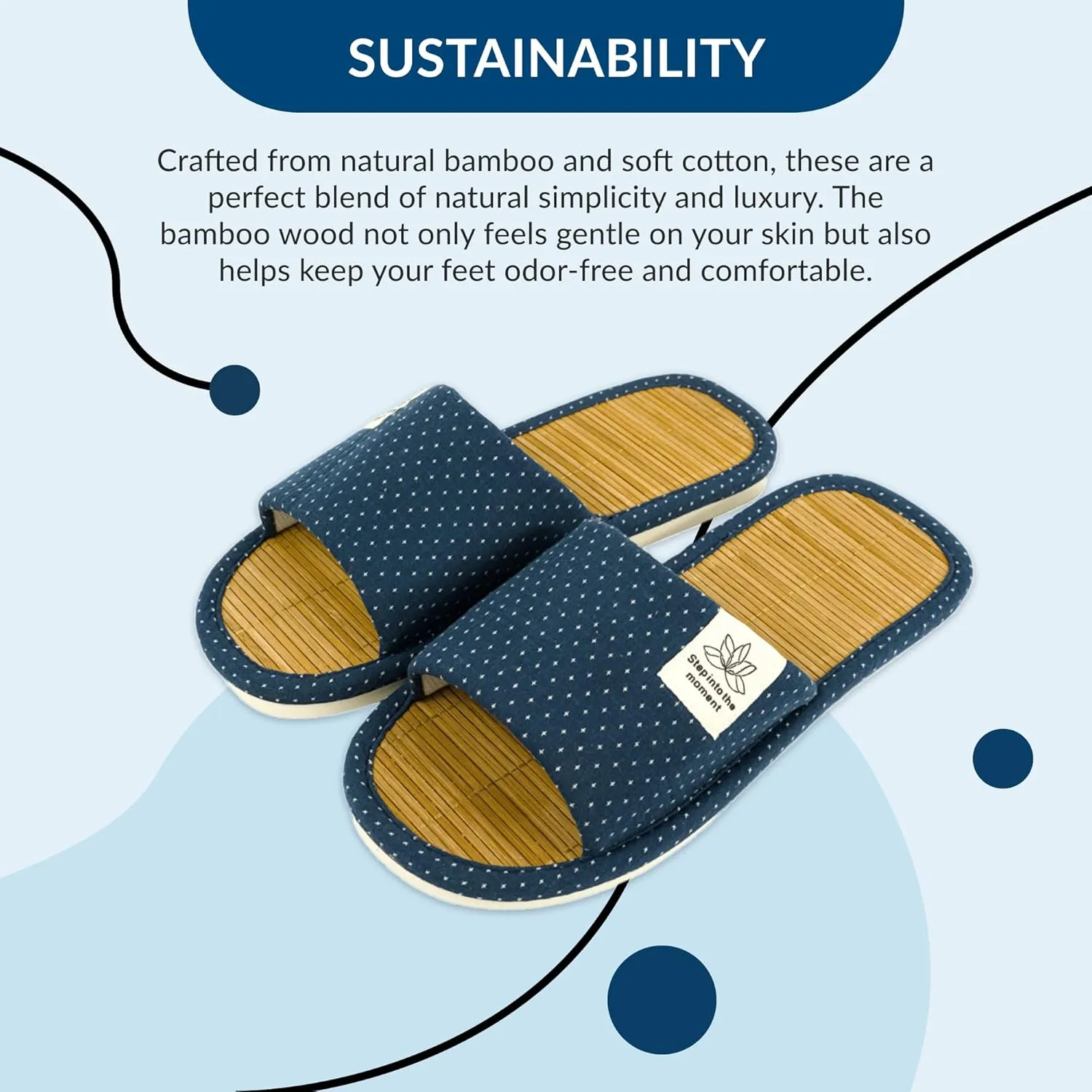 Zenley - Japanese Bamboo House Slippers for Women and Men Indoor - Organic Soft Cotton Fabric for Ultimate Comfort